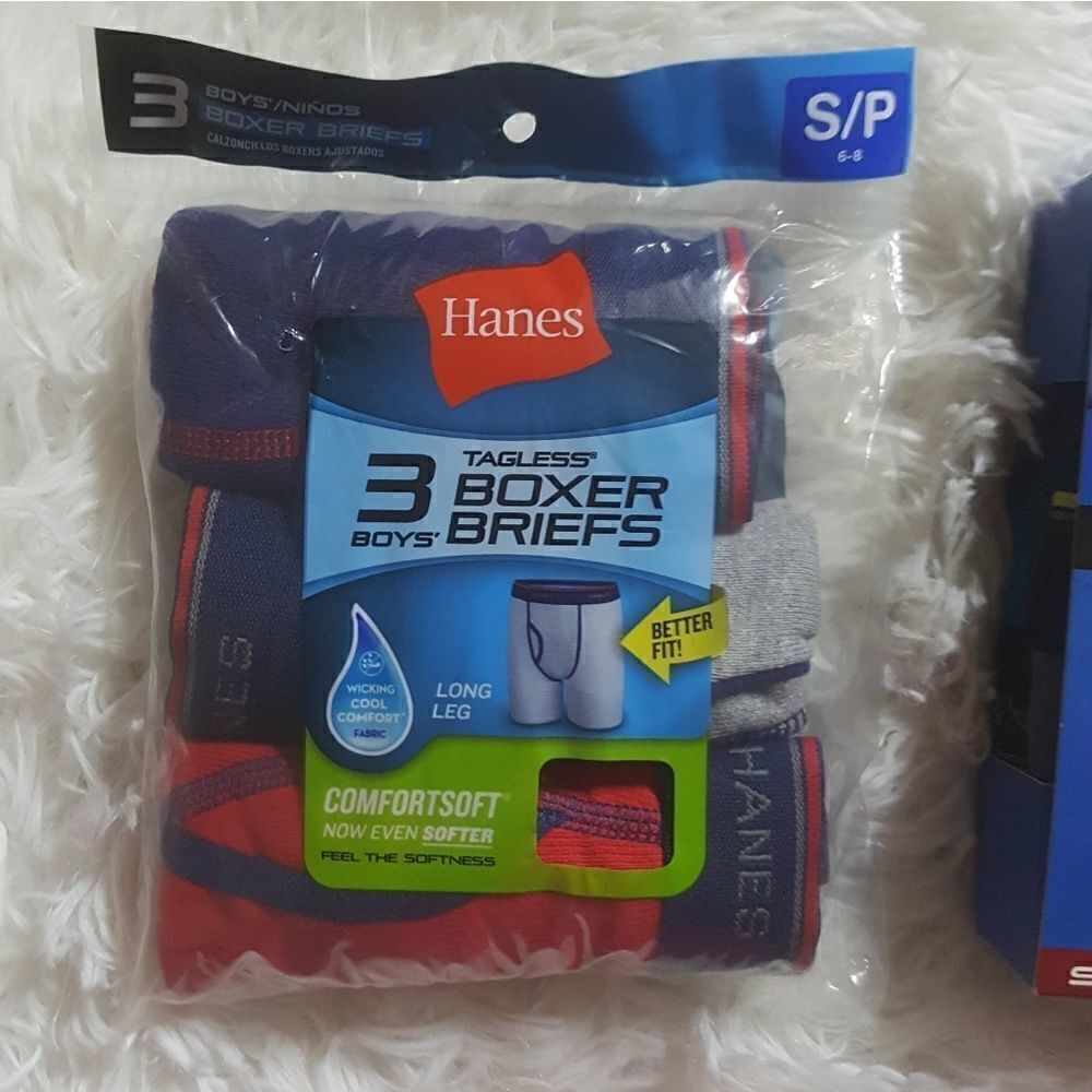 Hanes Tagless Boxer Briefs Long‎ Leg 3 Pair Total NEW Size Small
